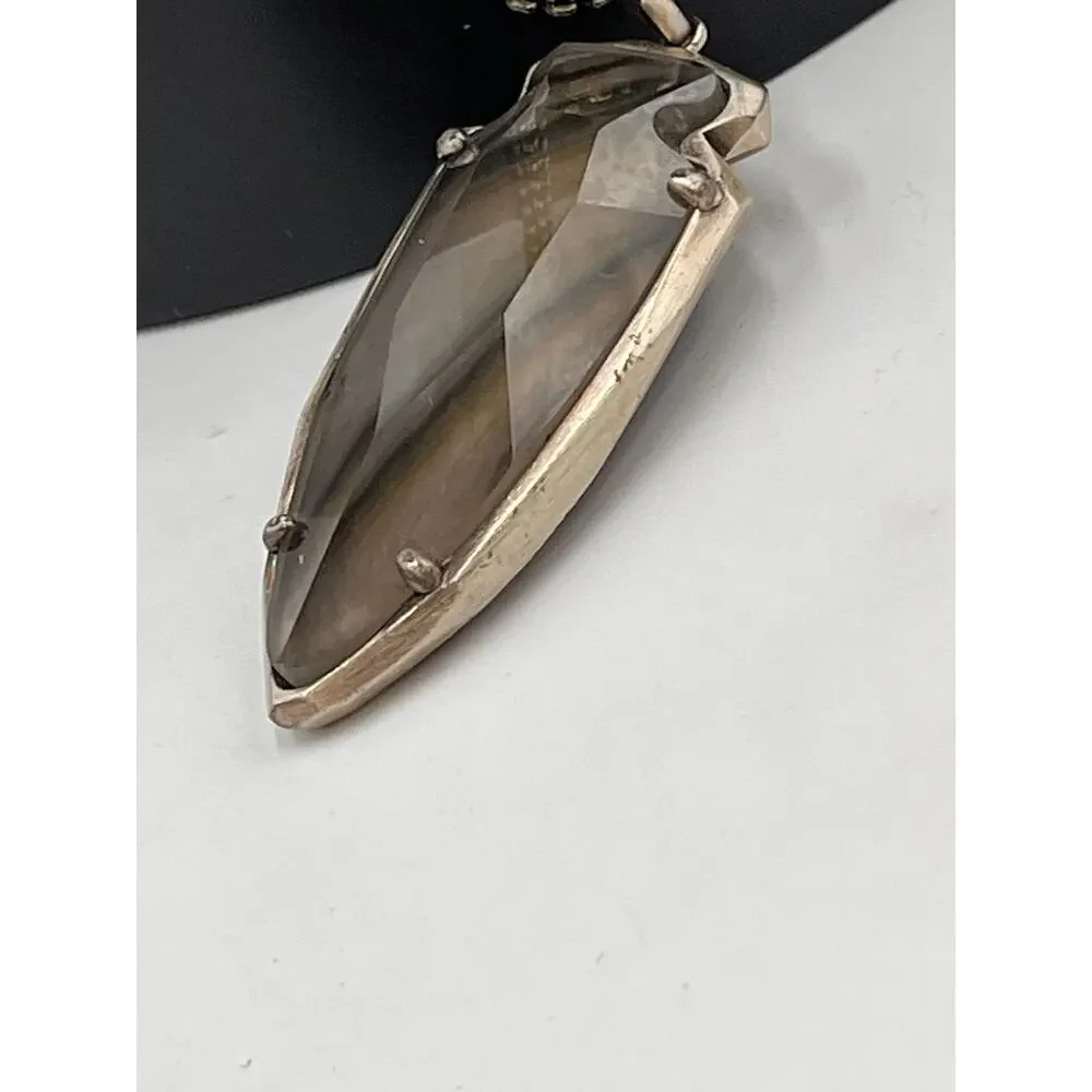 Kendra Scott Kimmy Gray Pearl Arrowhead Antique Silver‎ Pendant Necklace